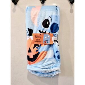 Disney Stitch Halloween Blue Baby Blanket 30 x 40 in. Pumpkin, Ghost